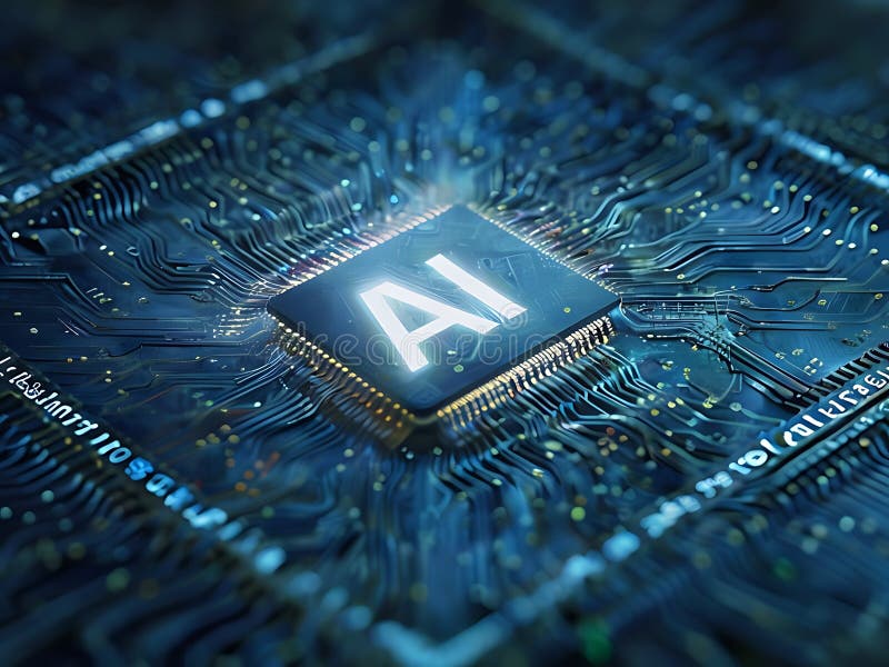 Artificial Intelligence Chip: AI in the Digital Realm stock illustration