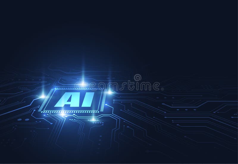 Artificial intelligence chipset on circuit board in futuristic concept