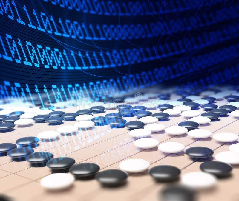 Artificial intelligence competing in the game of go stock illustration Artificial intelligence competing in the game of go stock illustration