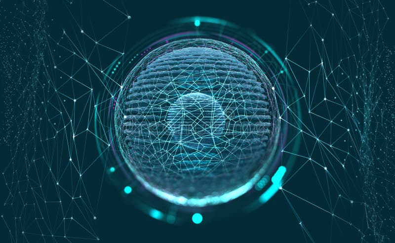 Artificial Intelligence. Computer mind. Futuristic Data center royalty free illustration