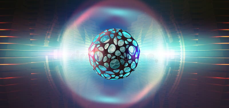 Artificial Intelligence. Computer mind. Futuristic Data center. Quantum processor abstract concept stock illustration