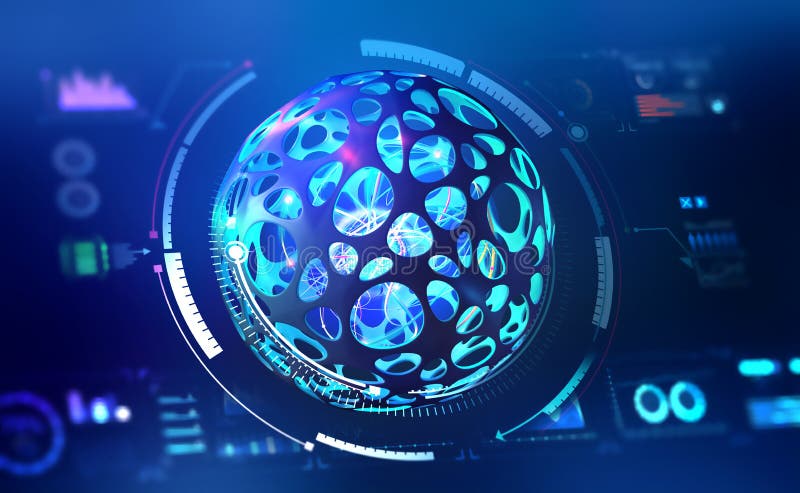 Artificial Intelligence. Computer mind. Futuristic Data center royalty free illustration