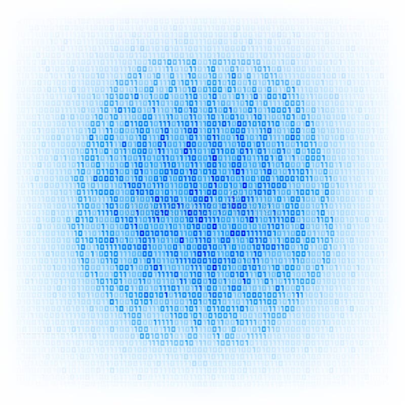 Artificial intelligence concept. Binary code brain icon. stock illustration
