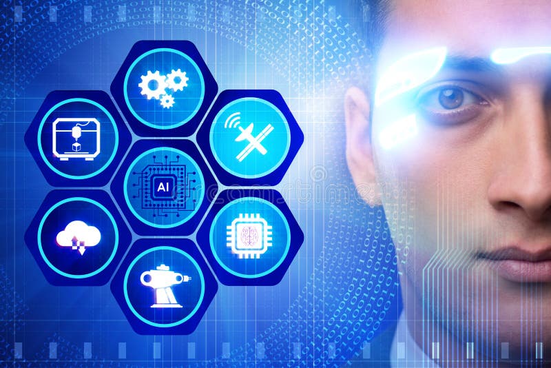 The artificial intelligence concept with businessman royalty free stock images