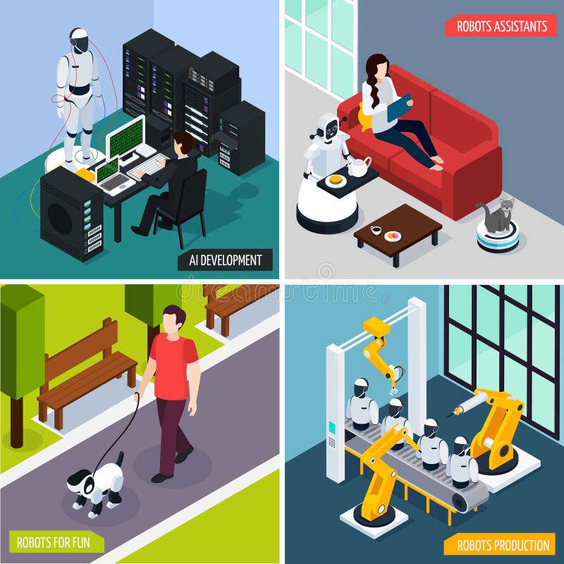 Artificial Intelligence Concept Icons Set vector illustration