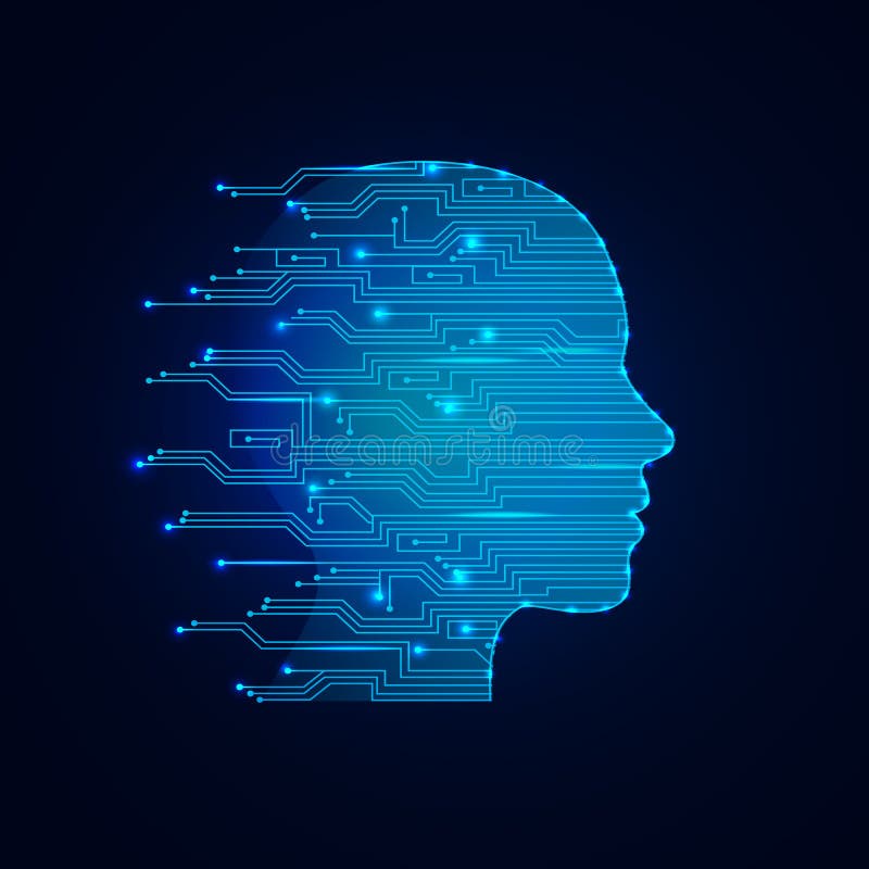 Artificial intelligence concept. Virtual technology web background. Machine learning and cyber mind domination concept royalty free illustration