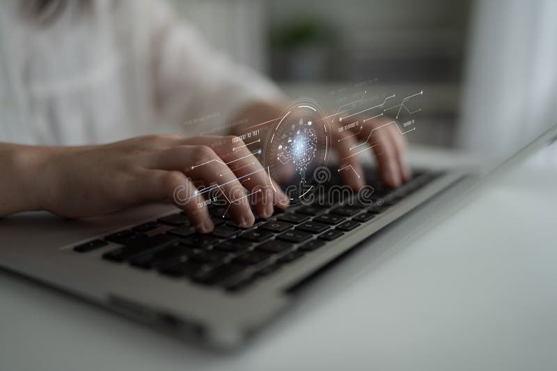 Artificial Intelligence Core with Digital Data Circuit Latch stock photography