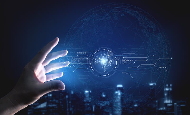 AI artificial intelligence with digital brain and connected data circuit. AI core processes data, AI core drives intelligence, enables connection, and AI core powers smart digital systems. Vouch. Code assistant stock images, royalty-free photos and pictures