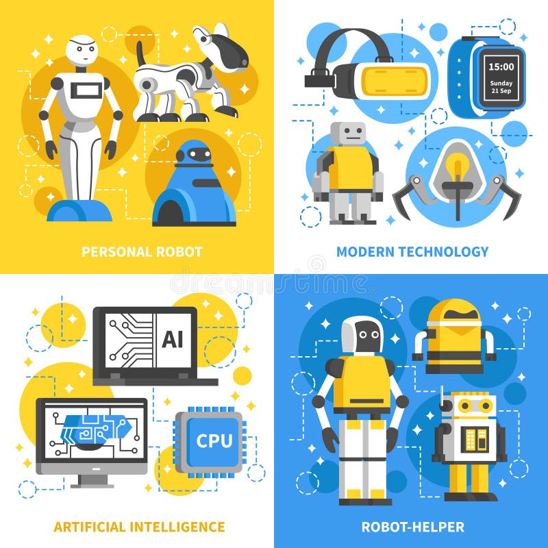 Artificial Intelligence 2x2 Design Concept royalty free illustration