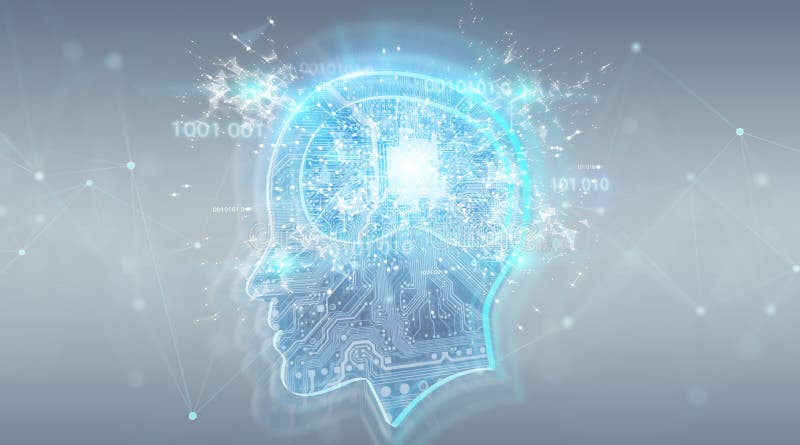 Artificial intelligence digital brain background 3D rendering stock illustration Artificial intelligence digital brain background 3D rendering stock illustration