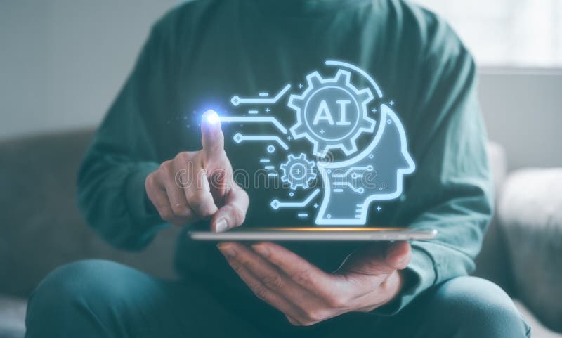 Artificial intelligence Digital transformation change management, internet of things. man using smartphone working on virtual diagram, smart industry. Ai tech, smart ai application