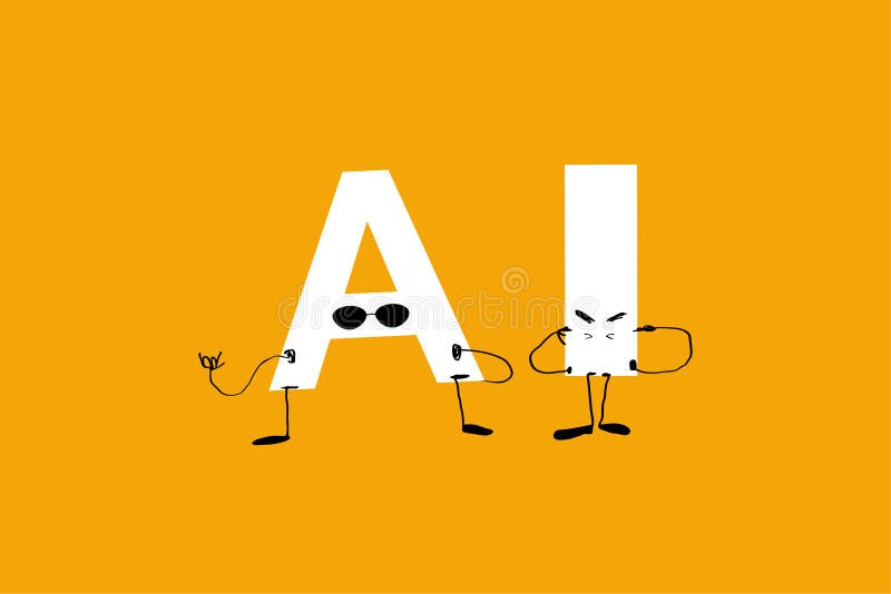 Artificial Intelligence, a Funny Humanized Acronym with Faces. Stock Vector  - Illustration of cute, background: 164747462