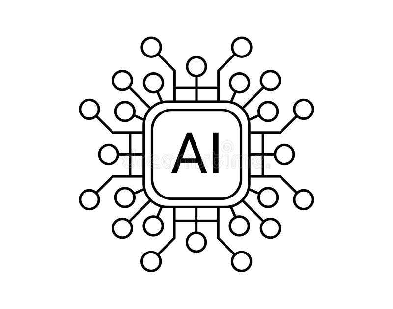 Artificial intelligence icon design emblem. AI Circuit chip digital smart mind network symbol vector illustration. vector illustration