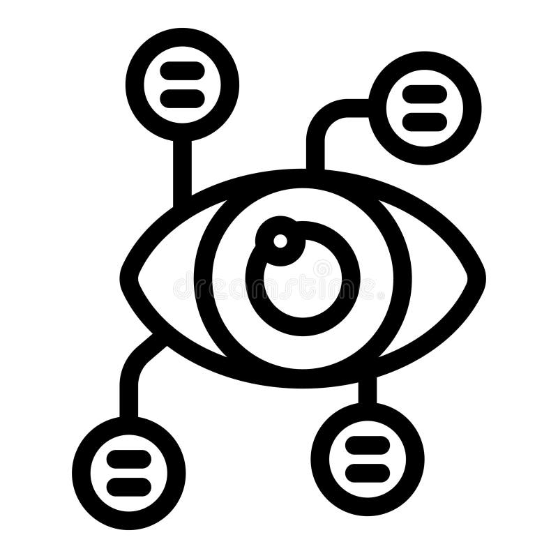 Artificial intelligence icon showing machine learning, vision, and data analysis royalty free illustration