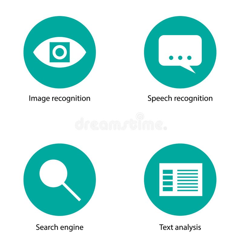 Artificial intelligence icons - cognitive services vector illustration
