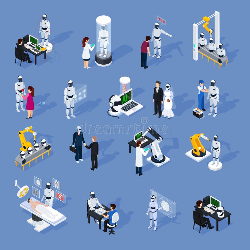 Artificial Intelligence Icons Set stock illustration