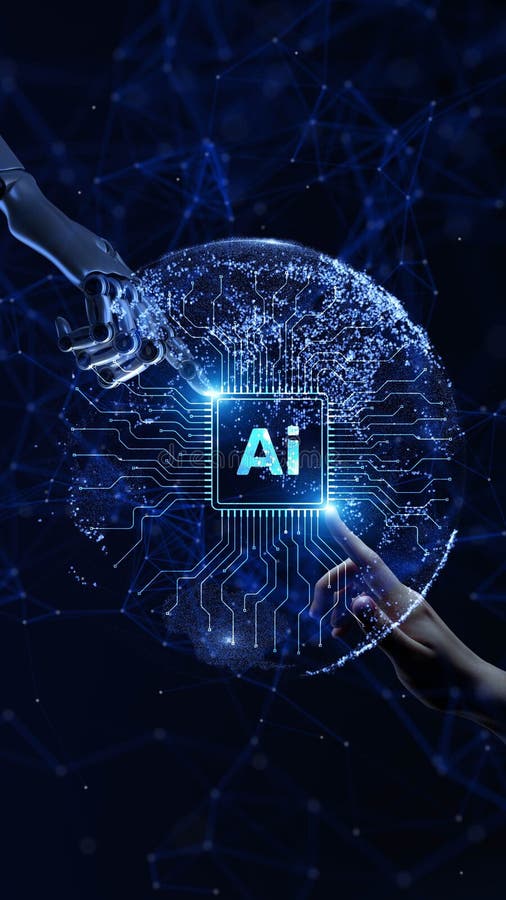 Artificial Intelligence Integration Highlighted on Digital Globe royalty free stock image