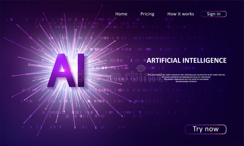 Artificial Intelligence landing page royalty free illustration