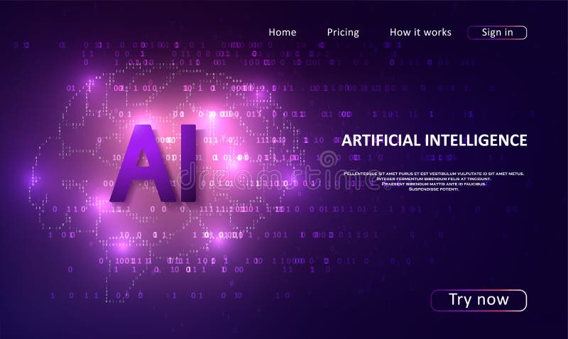 Artificial Intelligence landing page royalty free illustration