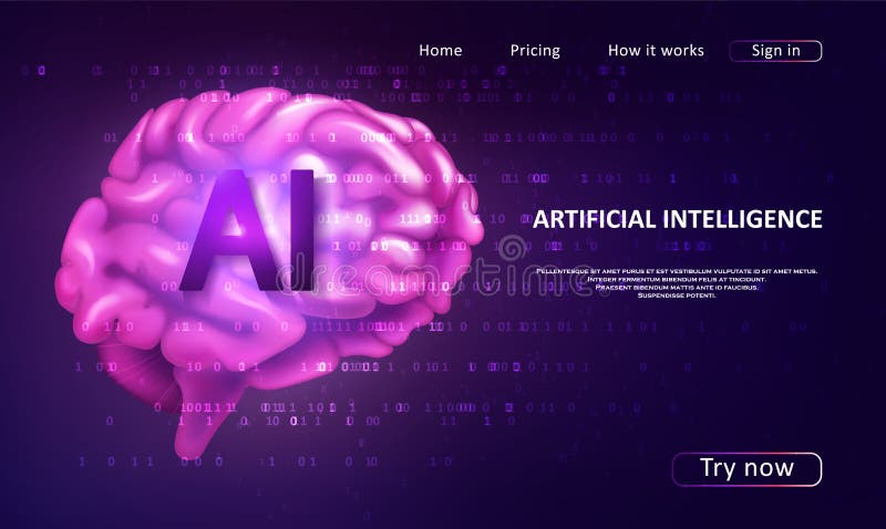 Artificial Intelligence landing page vector illustration