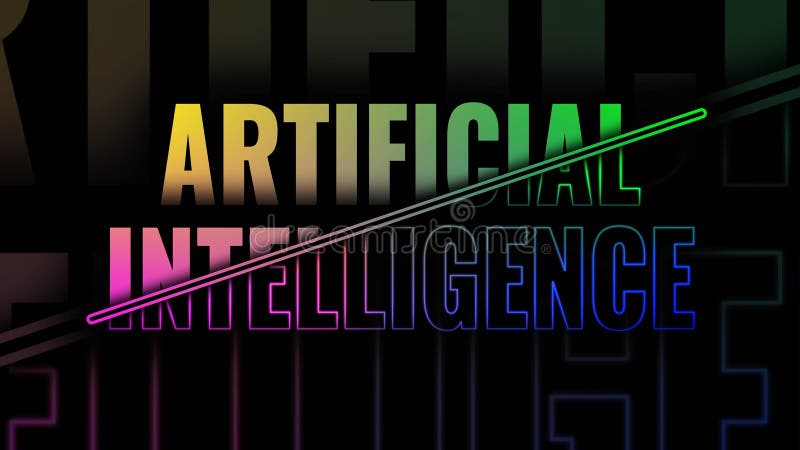 Artificial Intelligence lettering - modern technology logo design multicolored stock illustration