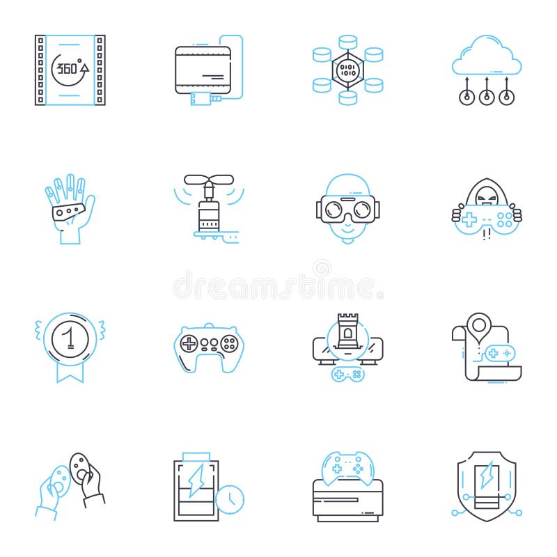 Artificial intelligence linear icons set. Automation, Robotics, Neural, Cognition, Analytics, Machine Learning vector illustration