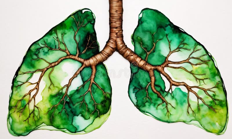 Artificial Intelligence. Lungs from trees on a white background. Artificial intelligence lungs stock images, royalty-free photos and pictures