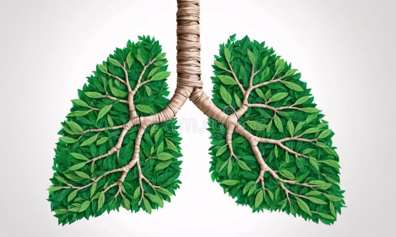 Artificial Intelligence. Lungs from trees on a white background. Artificial intelligence lungs stock images, royalty-free photos and pictures