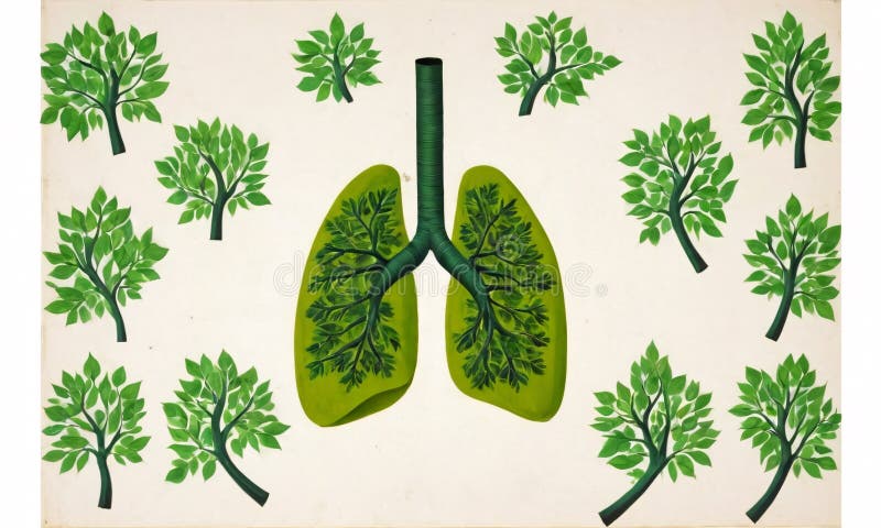 Artificial Intelligence. Lungs from trees on a white background. Artificial intelligence lungs stock images, royalty-free photos and pictures