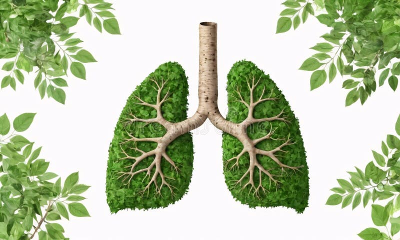 Artificial Intelligence. Lungs from trees on a white background. Artificial intelligence lungs stock images, royalty-free photos and pictures