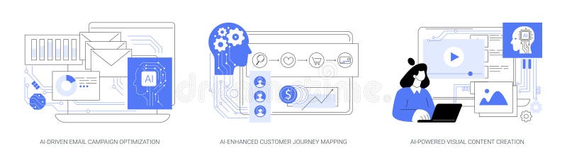 Artificial Intelligence in Marketing abstract concept vector illustrations. stock illustration