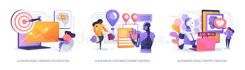 Artificial Intelligence in Marketing abstract concept vector illustrations. vector illustration