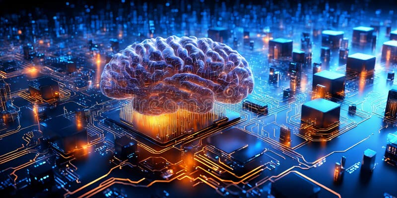 Artificial intelligence neurological data brain royalty free stock image
