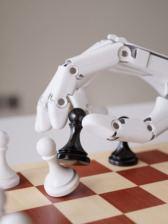 Artificial Intelligence Playing Chess 3d Illustration Concept royalty free stock photos