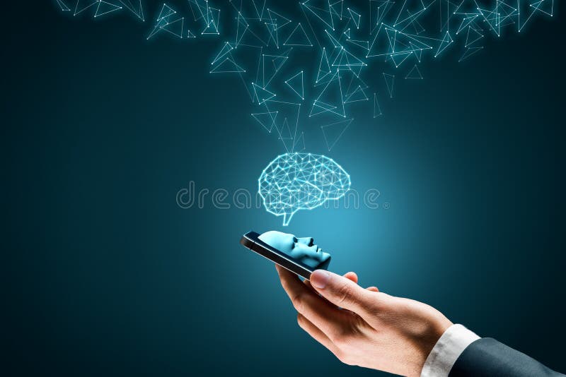 Artificial intelligence on smartphone stock image