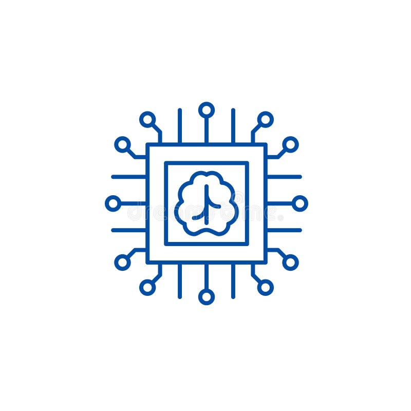 Artificial intelligence technologies line icon concept. Artificial intelligence technologies flat vector symbol, sign vector illustration