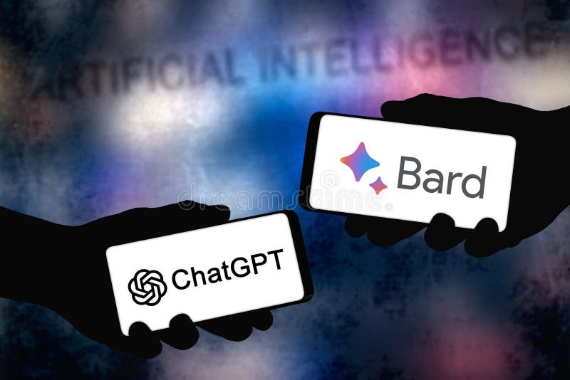 Artificial intelligence technology by ChatGPT and Google Bard stock photo