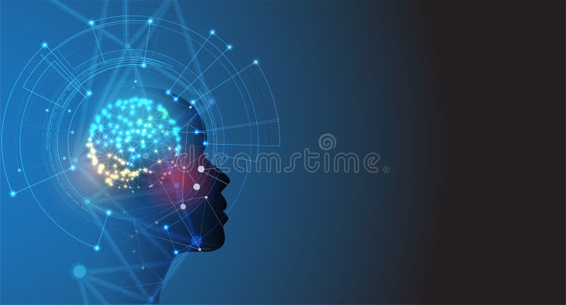 Artificial intelligence. Technology web background. Virtual concept royalty free illustration