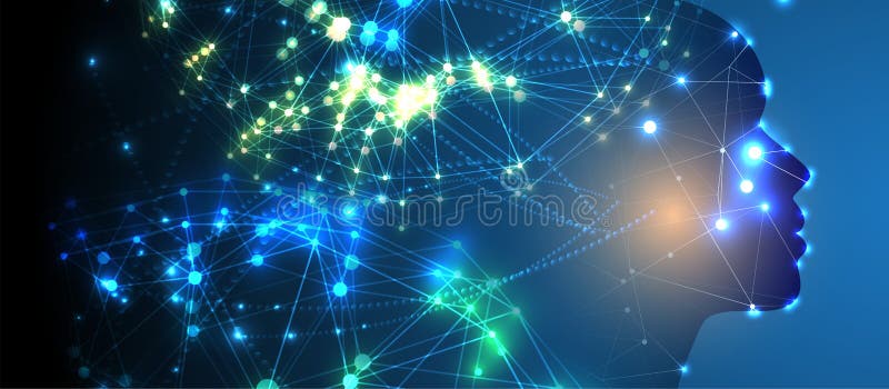 Artificial intelligence. Technology web background. Virtual concept stock illustration