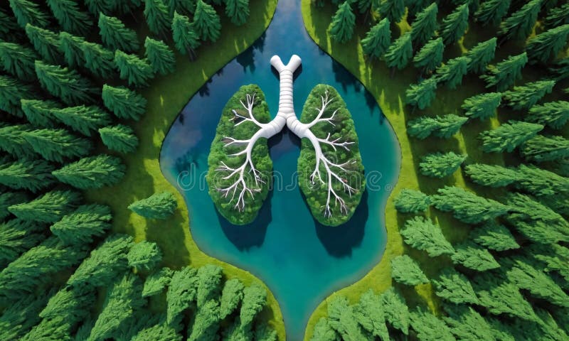 Artificial Intelligence. Top view of the island in the form of lungs. Artificial intelligence lungs stock images, royalty-free photos and pictures