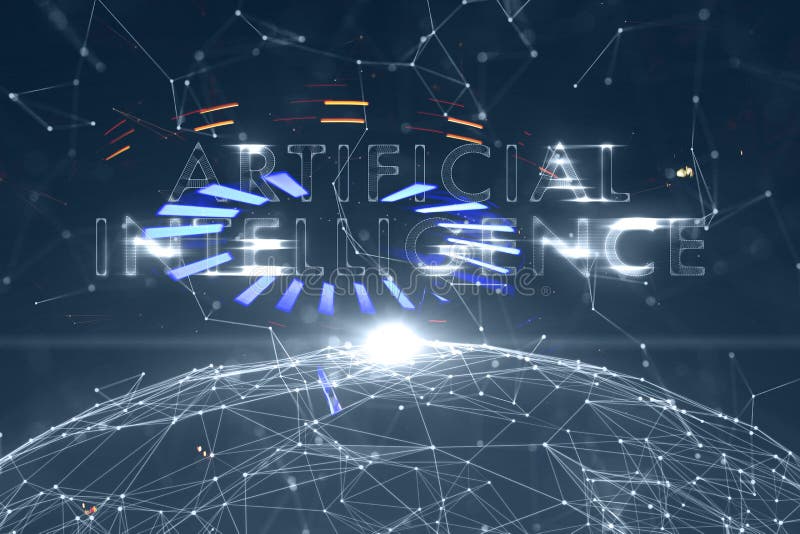 Artificial intelligence word on cyberspace background royalty free illustration Artificial intelligence word on cyberspace background royalty free illustration