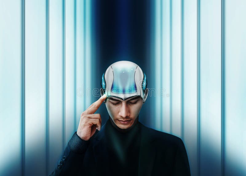 Artificial Intelligence Working Together with Human Concept, Bus stock photo Artificial Intelligence Working Together with Human Concept, Bus stock photo