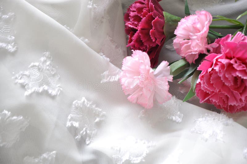 Artificial Pink Carnation on White Fabric Stock Photo Image of soft