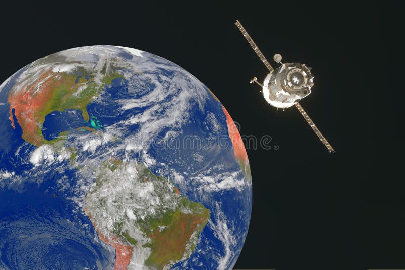 Artificial satellite in space above the earth. royalty free stock images Artificial satellite in space above the earth. royalty free stock images