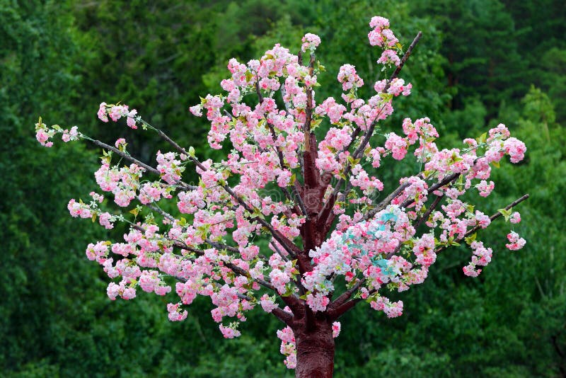 Artificial Tree with Pink and White Flowers Stock Photo Image of
