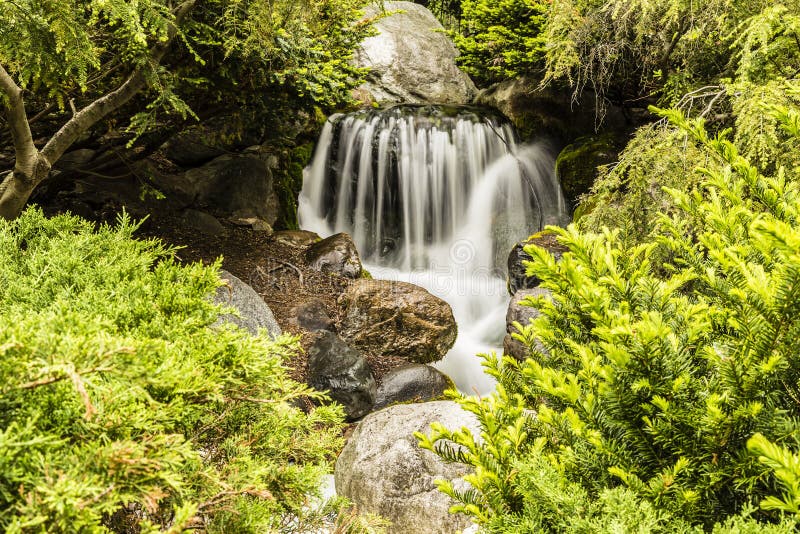 Artificial waterfall in Dow Gardens, Michigan