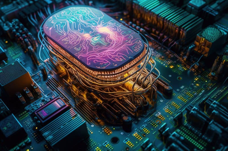 Artificiell intelligens. begrepp för framtida tekniktrender. nätverksstrukturbakgrund. maskininlärning. data stock illustrationer