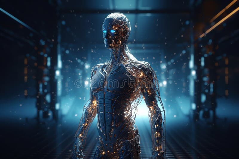 Artificiell intelligens. begrepp för framtida tekniktrender. nätverksstrukturbakgrund. maskininlärning. data royaltyfri illustrationer