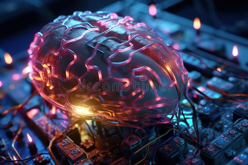 Artificiell intelligens. begrepp för framtida tekniktrender. nätverksstrukturbakgrund. maskininlärning. data stock illustrationer
