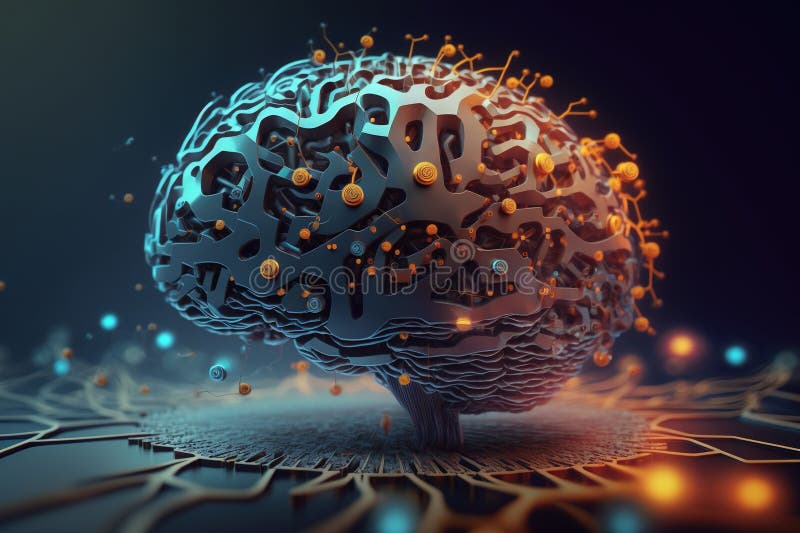 Artificiell intelligens. begrepp för framtida tekniktrender. nätverksstrukturbakgrund. maskininlärning. data royaltyfri illustrationer